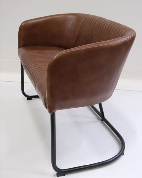 Matz Möbel Ledersofa POLLY braun 2 Sitzer, Industrial Lederbank