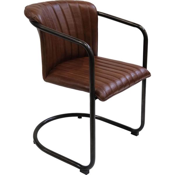 Matz Möbel Lederstuhl POLLY 2 Stück braun Industrial Leder-Metall