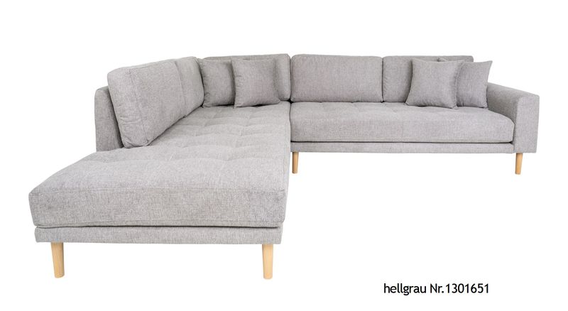 LILI, Ecksofa hellgrau Stoff linksseitig