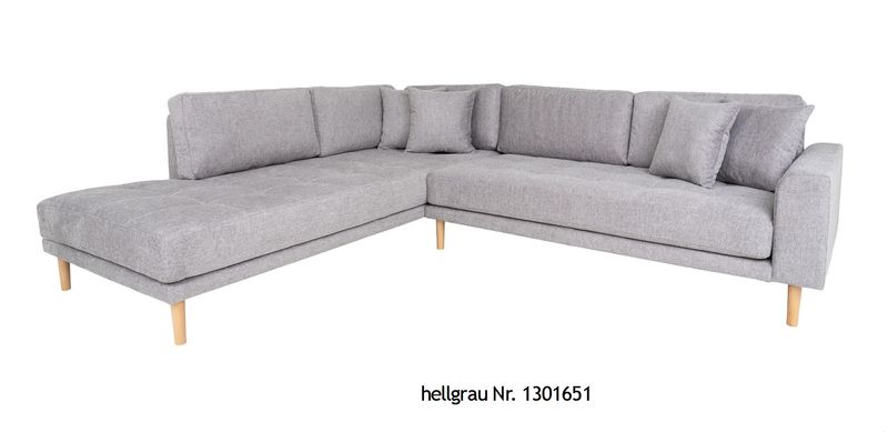LILI, Ecksofa hellgrau Stoff linksseitig