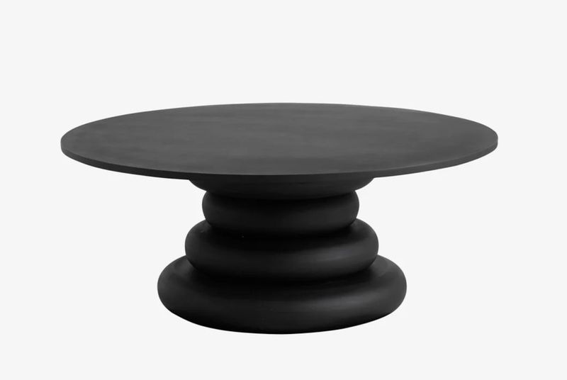 LULA, Couchtisch rund 110 cm schwarz Holz, Wohnzimmertisch