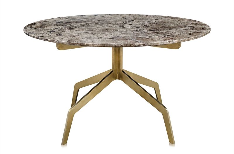 Marmortisch, Couchtisch RADI rund D 70 cm gold Spider-Säulenfuß, Design Tisch