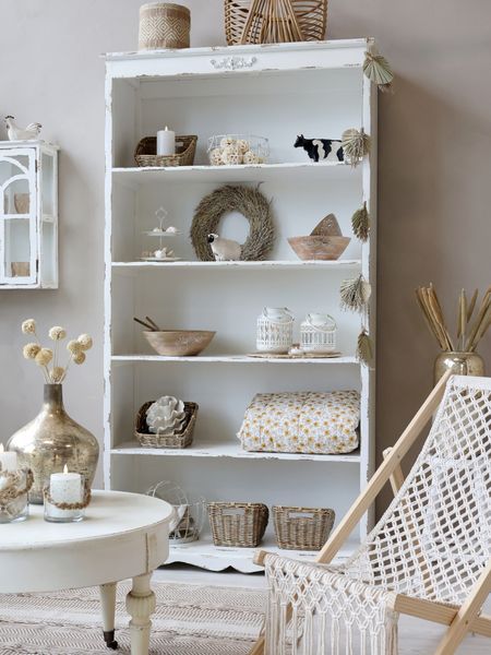RITA, Regal mit 5 Böden shabby creme-weiß im Landhausstil