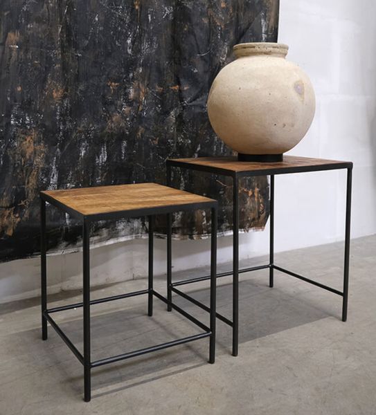Matz-Möbel Couchtisch Set RIKE Holz-Metall Industrial
