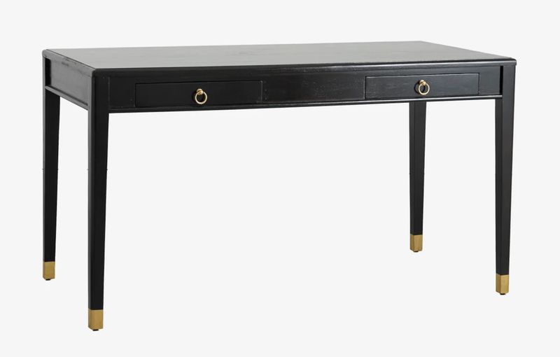 Schreibtisch ELLA schwarz-gold B 140 cm 2 Schubladen