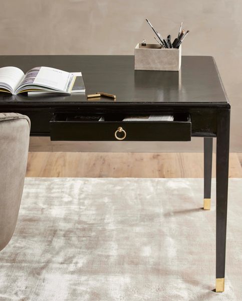 Matz Möbel Designer Schreibtisch ELLA, B 179 cm schwarz-gold