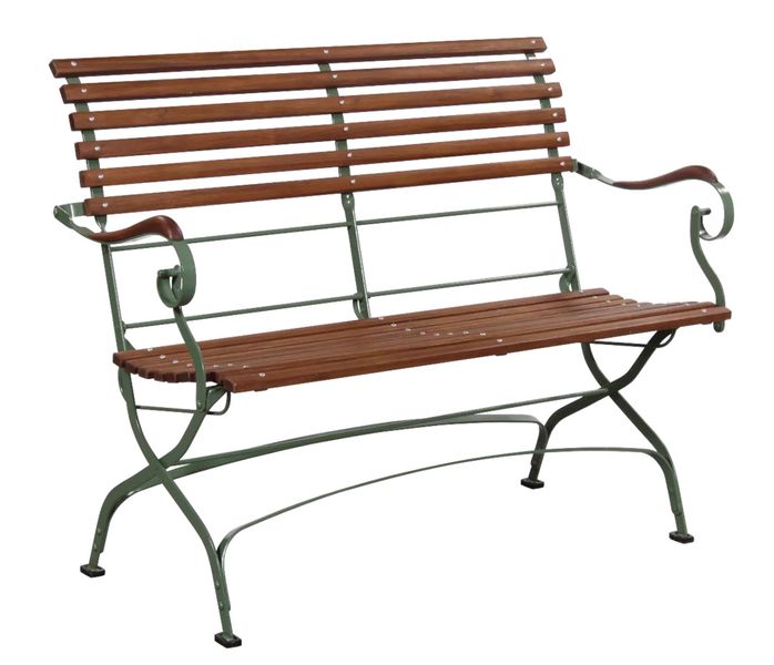 Matz Möbel Gartenbank MONTI Holz & grün Metall im Landhausstil