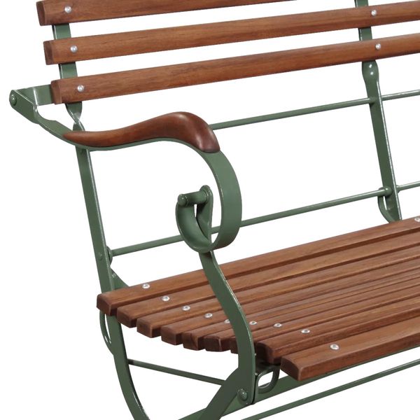 Matz Möbel Gartenbank MONTI Holz & grün Metall im Landhausstil