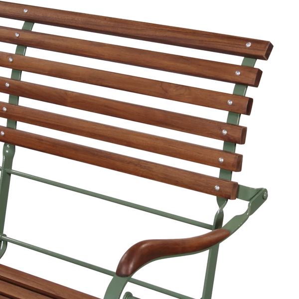 Matz Möbel Gartenbank MONTI Holz & grün Metall im Landhausstil