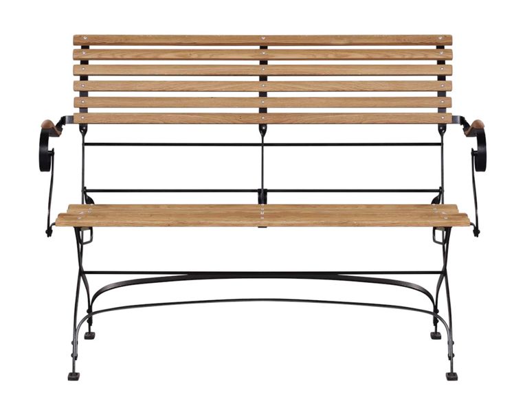 Matz Möbel Gartenbank MONTI Holz & schwarz Metall im Landhausstil