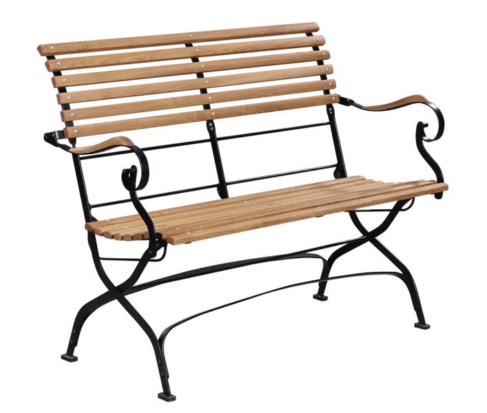 Matz Möbel Gartenbank MONTI Holz & schwarz Metall im Landhausstil