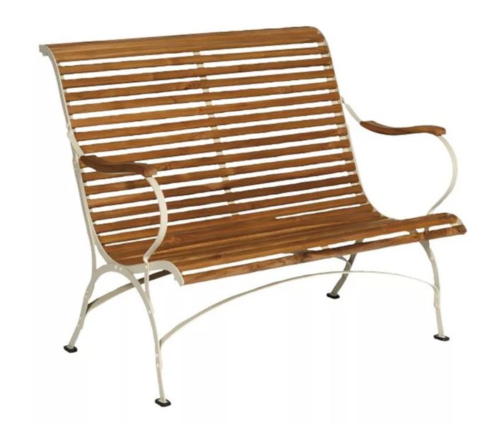 Matz Möbel Gartenbank MONTI Holz & creme-weiß Metall im Landhausstil