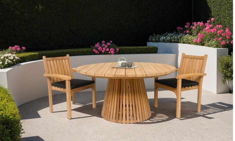 CINDY, Gartentisch rund D 150 cm Teak
