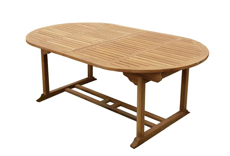 IDE, Gartentisch oval Holz, Verlängerungstisch