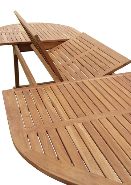 IDE, Gartentisch oval Holz, Verlängerungstisch