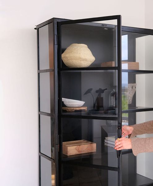JILL, große Metall Vitrine H 200, 5 Fächer