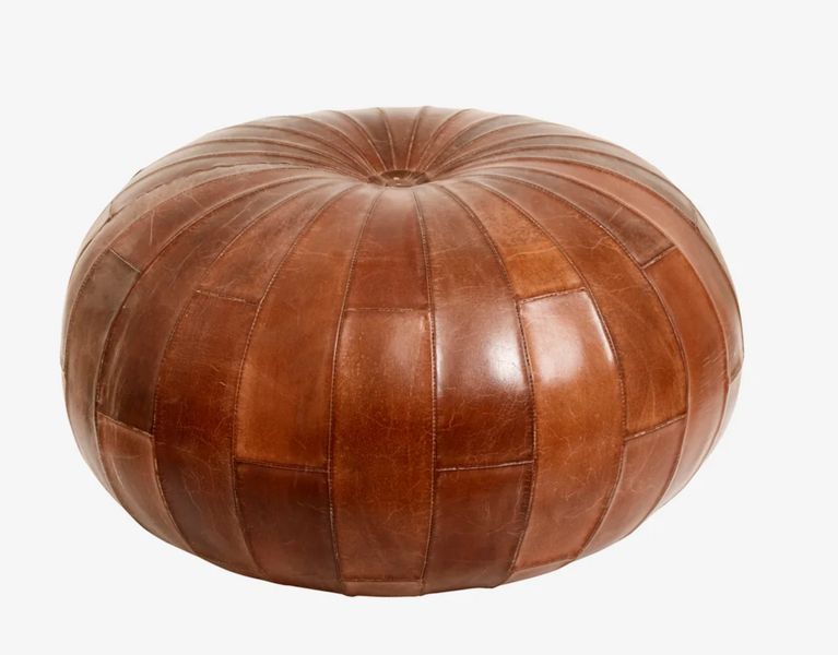 HENRY-Bodenkissen, Pouf rund Leder
