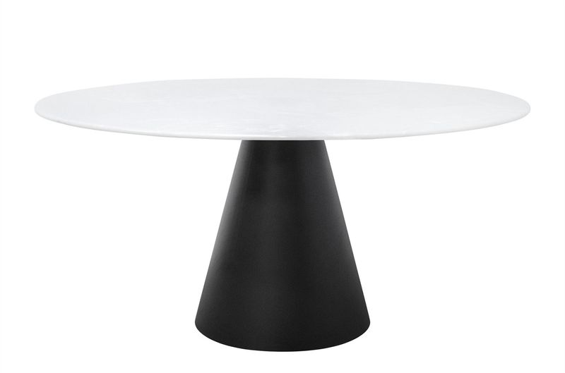 CONE, Marmor Esstisch weiß rund 150 cm, Mittelsäule