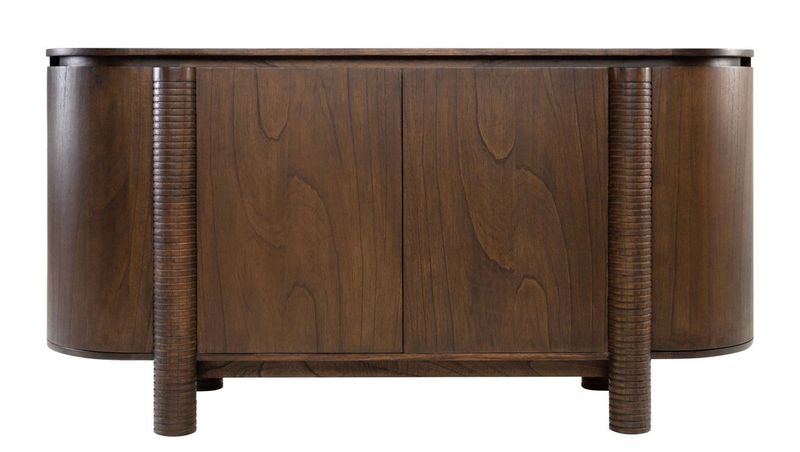 EIKE, Designer Sideboard oval 160 cm lang Holz dunkelbraun
