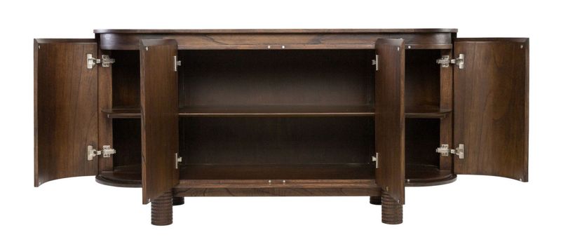 EIKE, Designer Sideboard oval 160 cm lang Holz dunkelbraun