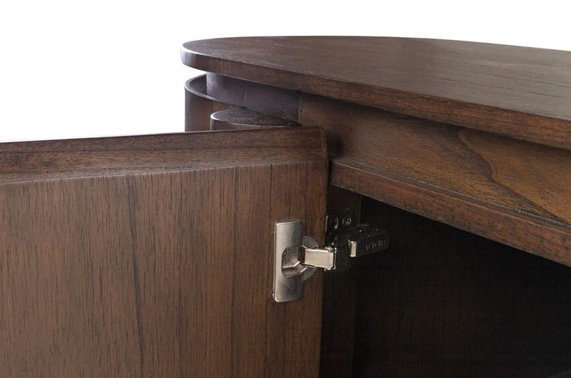 EIKE, Designer Sideboard oval 160 cm lang Holz dunkelbraun