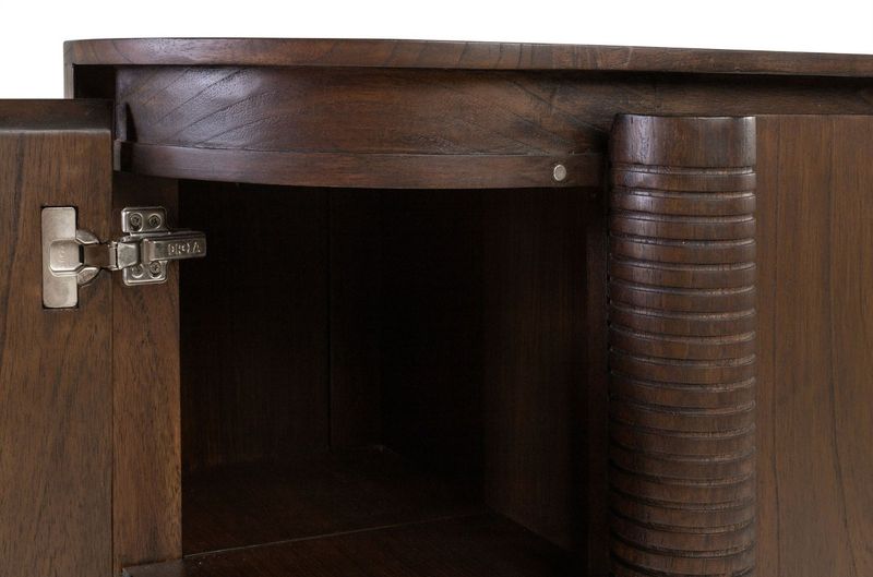 EIKE, Designer Sideboard oval 160 cm lang Holz dunkelbraun