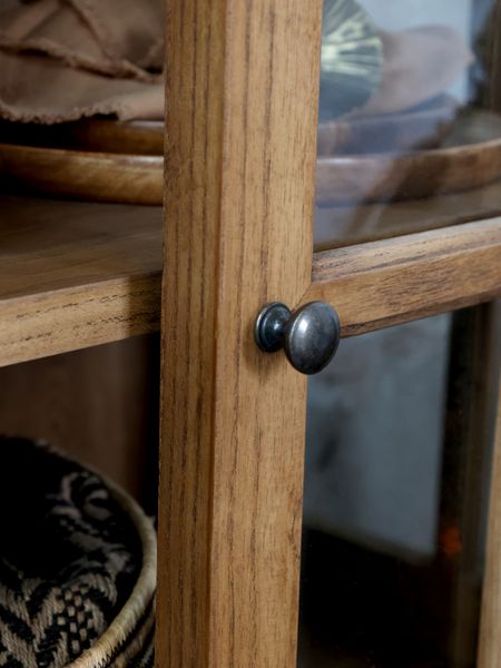 RIKO, Sideboard-Vitrine natur antik Holz Landhausstil