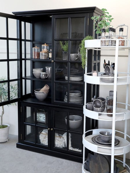 RIKO, Vitrine mit 4 Türen antik natur Holz im Landhausstil