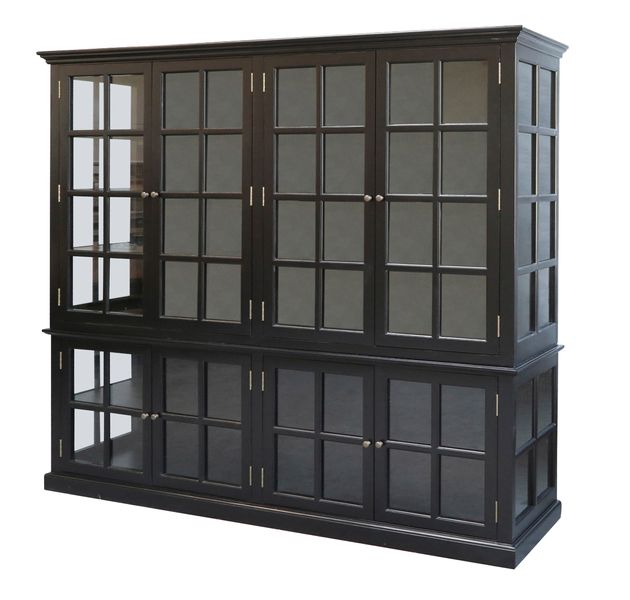 RIKO, großer Vitrinenschrank schwarz vintage Holz