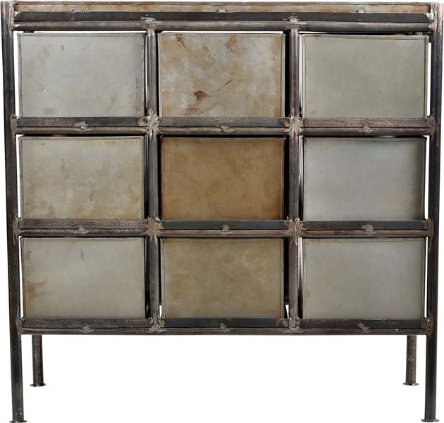 SILLY, Metall Kommode mit 9 Schubladen shabby chic