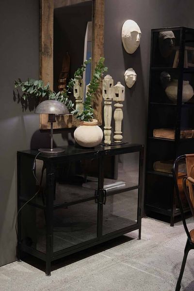 Sideboard-Vitrine JILL Metall schwarz B 110 cm