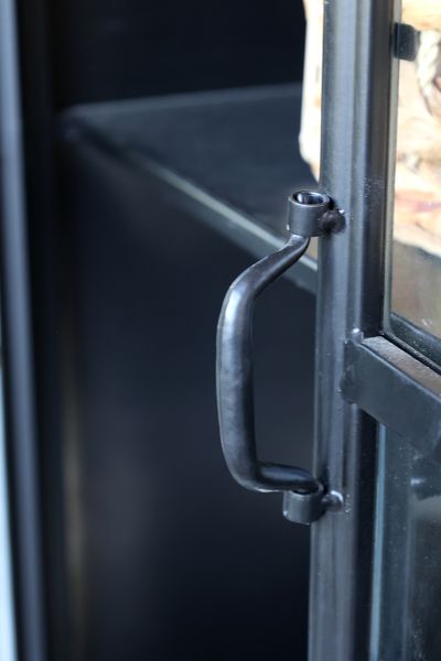 Metall Vitrine JOSI, H 184 cm schwarz vintage 2 Glastüren