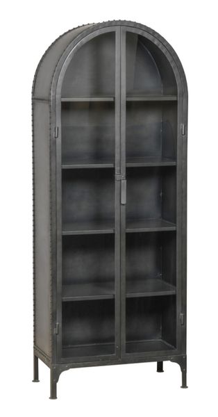 Halbrunde Metall Vitrine H 180 cm schwarz shabby