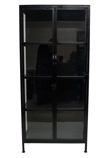 Metall Vitrine JILL schwarz H 176 cm Industriedesign