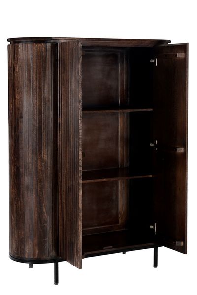 NORA, Designer Schrank oval 150 cm Holz & Stahlbeine, Highboard