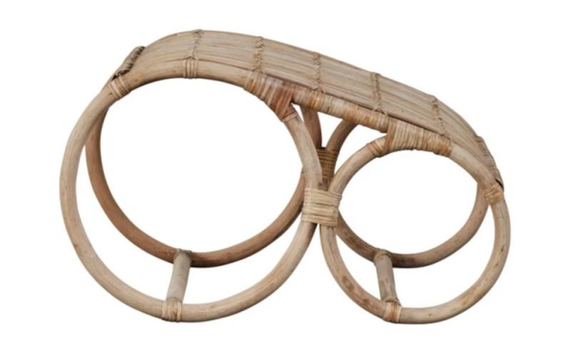 NORA, Rattan Sessel mit Fußhocker natur, Gartensessel mit Hocker