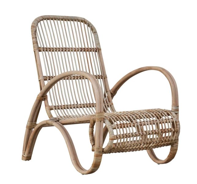 NORA, Rattan Sessel mit Fußhocker natur, Gartensessel mit Hocker
