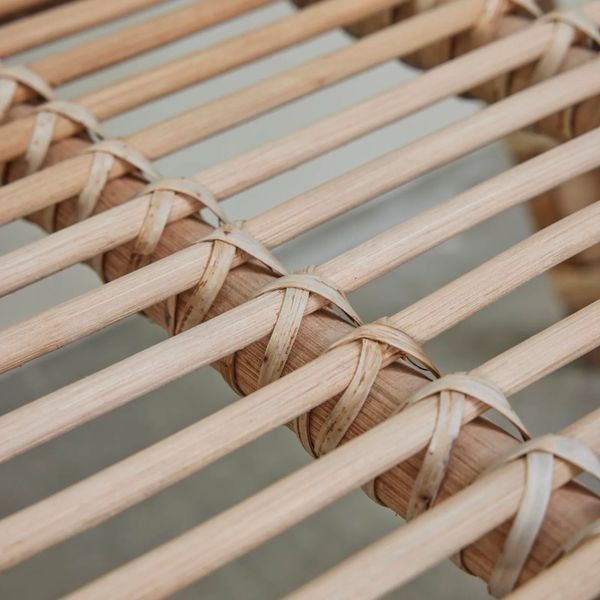 NORA, Rattan Sessel mit Fußhocker natur, Gartensessel mit Hocker
