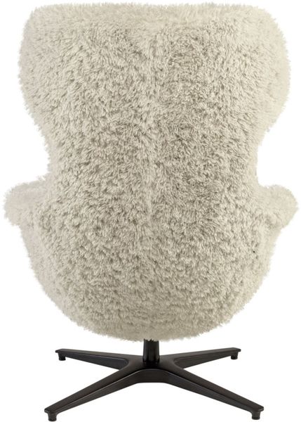 DALIA, Egg Chair grauer Plüsch-Stoff, Drehsessel, Ohrensessel