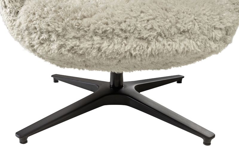 DALIA, Egg Chair grauer Plüsch-Stoff, Drehsessel, Ohrensessel