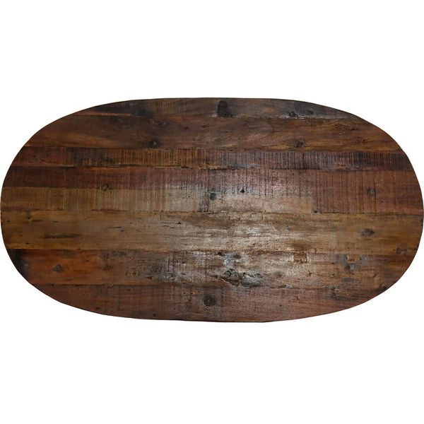 AMEI, ovale Tischplatte dunkles Altholz 130*70*5 cm, Recyclingholz