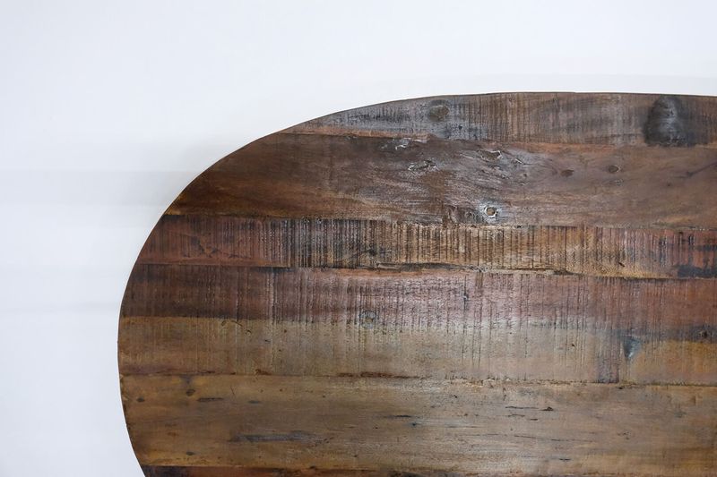 AMEI, ovale Tischplatte dunkles Altholz 130*70*5 cm, Recyclingholz
