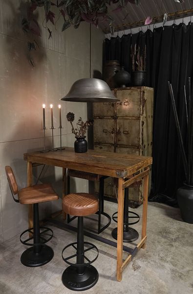 Matz-Möbel Barhocker PEDI Leder-Metall SH 70 cm, Barmöbel Industriedesign