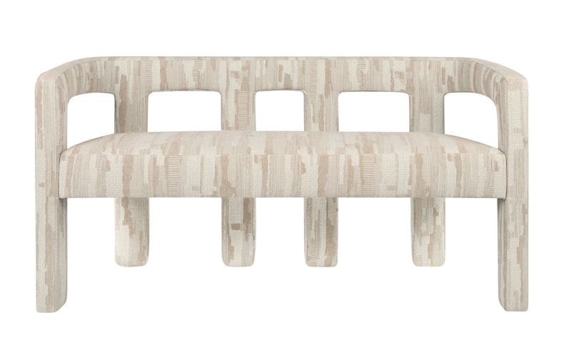 Designer Polsterbank MADI Stoff beige-weiß 2 Sitzer