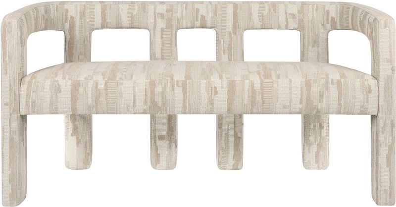 Designer Polsterbank MADI Stoff beige-weiß 2 Sitzer
