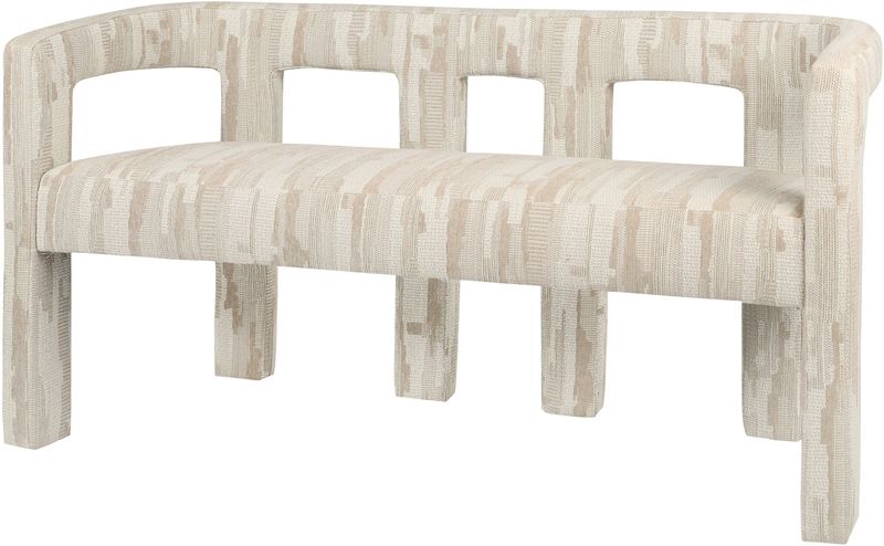 Designer Polsterbank MADI Stoff beige-weiß 2 Sitzer