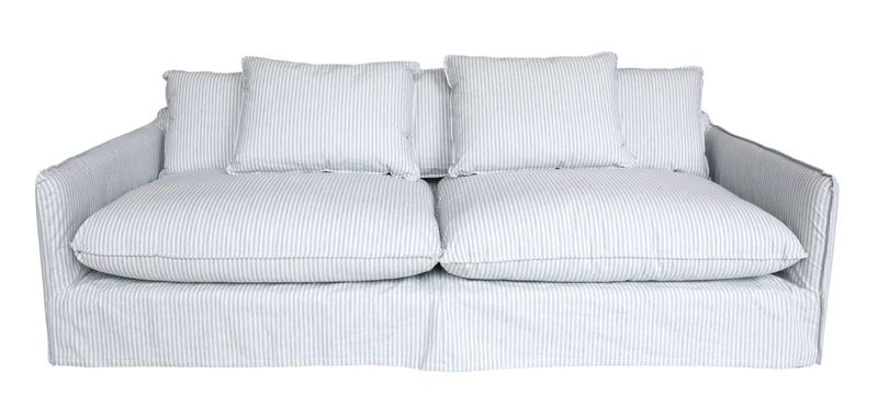 Matz Möbel Landhaus Sofa NELE blau-creme gestreift 3 Sitzer