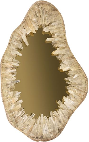 Natürlicher Quarzspiegel B 50 - Goldspiegel im Quarzrahmen