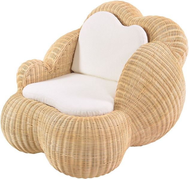 Sessel aus Rattan mit weißen Kissen "Sessel Art-Kunst Wolke"