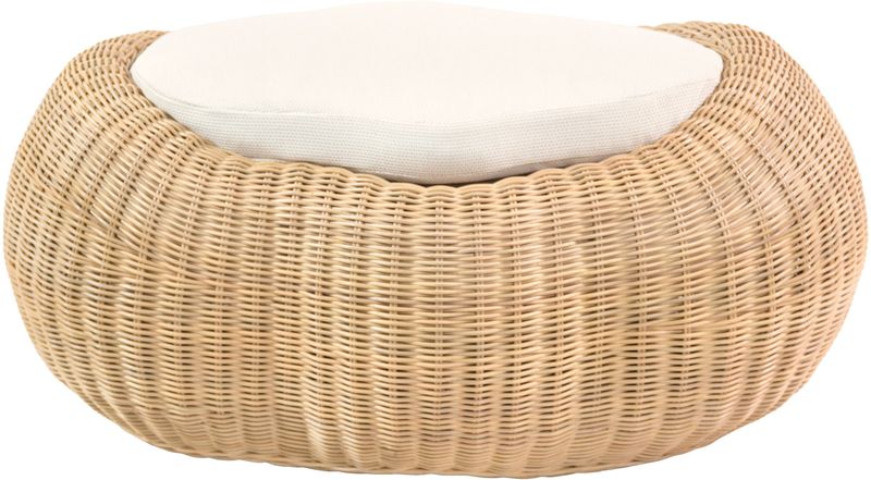 Hocker aus Rattan mit weißen Kissen "Art-Kunst Wolke"